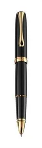 Roller "Excellence", lakované černo-zlaté tělo, 0,5mm, v dárkové krabičce, modré, DIPLOMAT